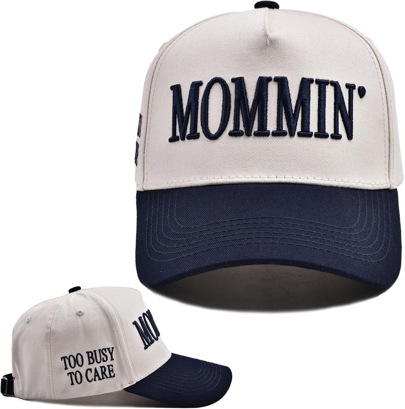 Asadovce Mommin Trucker Hat for Women Embroidered Mom Baseball Cap Adjustable Canvas Vintage Hat for Casual Wear - Image 1